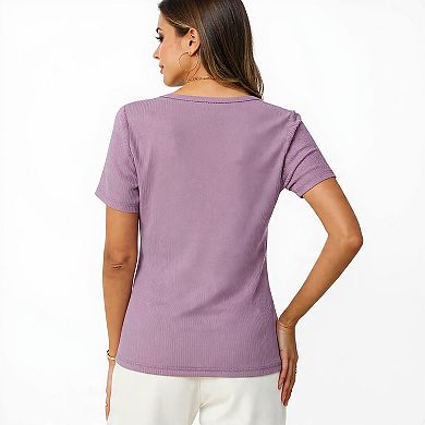 Women's Ribbed Knit Short Sleeve Top