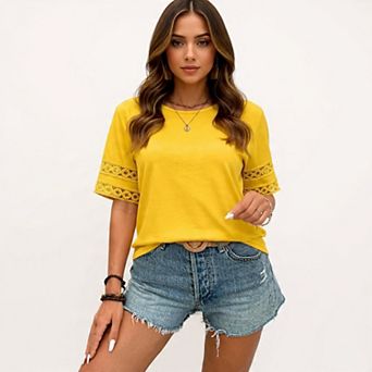 Women's Summer Crewneck Hollow Out T-Shirt