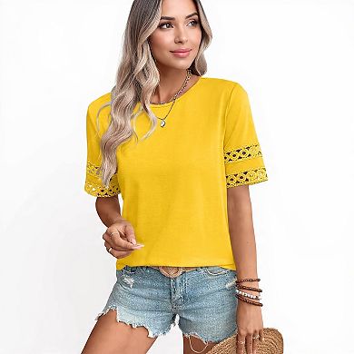 Women's Summer Crewneck Hollow Out T-Shirt