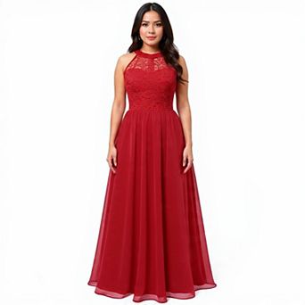 Elegant Red Halter Bridal Shower Dress