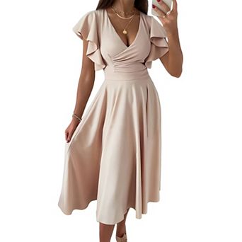 Formal V-Neck Floral Dress for Parties