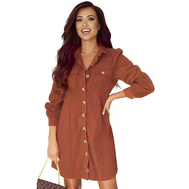 Fall Winter Corduroy Short Work Dress