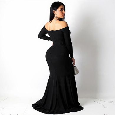Sleek Long Sleeve Formal Dress