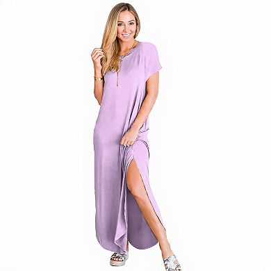 Plain Loose Fit Short Sleeve Maxi Dress