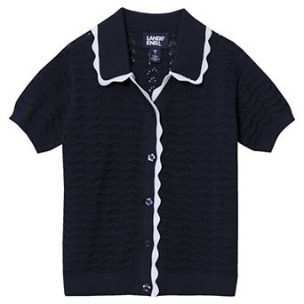 Girls 2-16 Lands' End Short Sleeve Collared Sweater