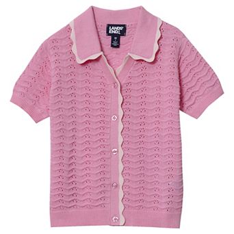 Girls 2-16 Lands' End Short Sleeve Collared Sweater