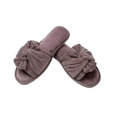 Roxoni Women’s Velvet Pom-Pom Open Toe House Slides