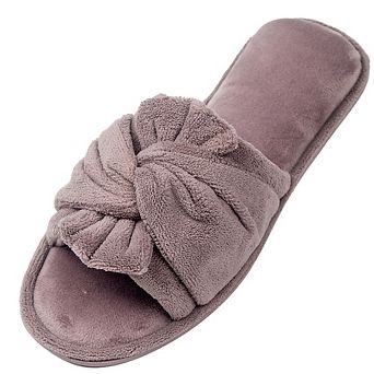 Roxoni Women’s Velvet Pom-Pom Open Toe House Slides