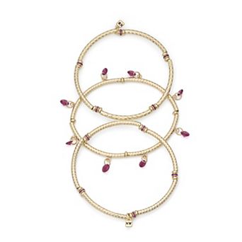 Nine West 3 pc Gold-Tone Beaded Stretch Bracelets Set