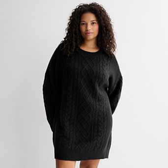 Juniors' Plus Size SO® Cozy Cable Sweater Mini Dress