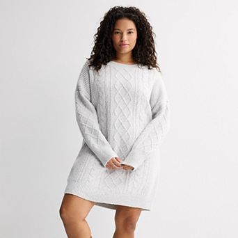 Juniors' Plus Size SO® Cozy Cable Sweater Mini Dress