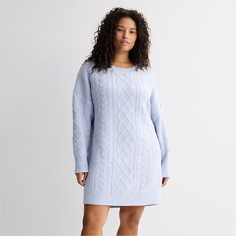 Juniors' Plus Size SO® Cozy Cable Sweater Mini Dress