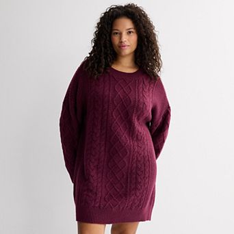 Juniors' Plus Size SO® Cozy Cable Sweater Mini Dress