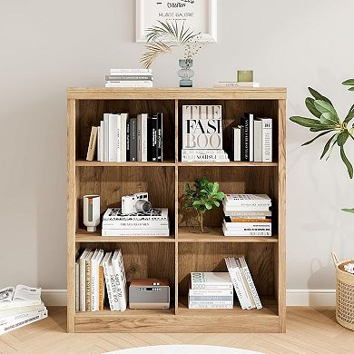 6 Cube Storage Organizer, 3 Tiers Display Shelf, Cubby Bookshelf, Modern Bookcase