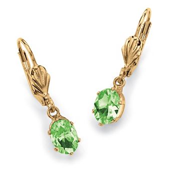 Simulated Birthstone Goldtone Drop Earrings