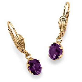 Simulated Birthstone Goldtone Drop Earrings