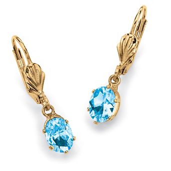 Simulated Birthstone Goldtone Drop Earrings