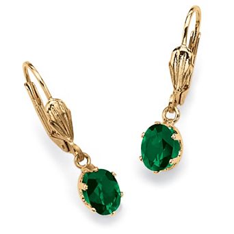 Simulated Birthstone Goldtone Drop Earrings