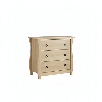 Modern Dresser -3 Drawer Chest with Curved Legs - Storage Unit for Bedroom, Living Room, Entryway