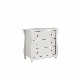 Modern Dresser -3 Drawer Chest with Curved Legs - Storage Unit for Bedroom, Living Room, Entryway