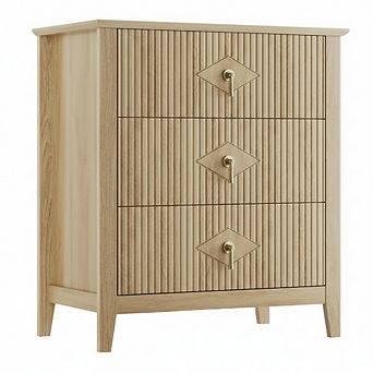 27.5" Wide Dresser with 3 Drawers, 150LB Strong Wood Bedside Table , for Bedroom, Living Room