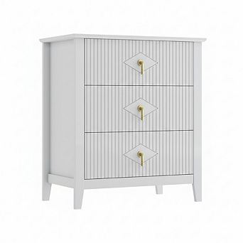 27.5" Wide Dresser with 3 Drawers, 150LB Strong Wood Bedside Table , for Bedroom, Living Room