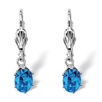 Oval Simulated Birthstone Silvertone Earrings