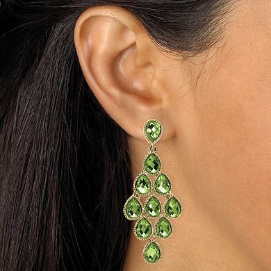 Simulated Birthstone Goldtone Chandelier Earrings