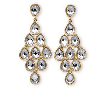 Simulated Birthstone Goldtone Chandelier Earrings