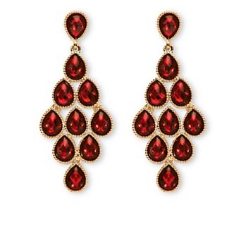 Simulated Birthstone Goldtone Chandelier Earrings