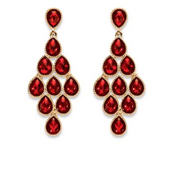 Simulated Birthstone Goldtone Chandelier Earrings