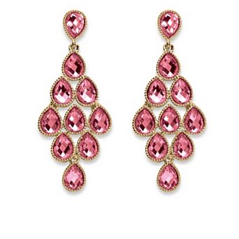 Simulated Birthstone Goldtone Chandelier Earrings