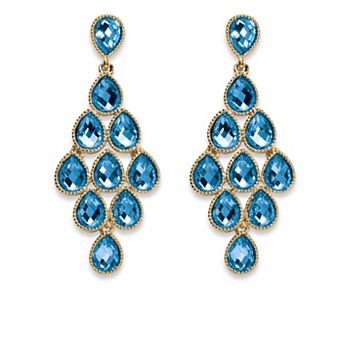 Simulated Birthstone Goldtone Chandelier Earrings