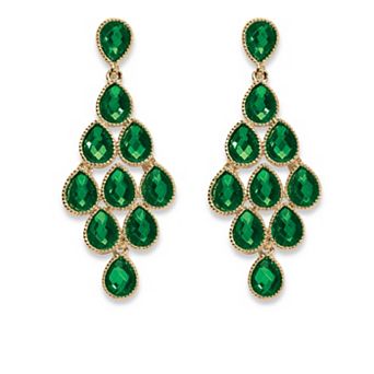 Simulated Birthstone Goldtone Chandelier Earrings