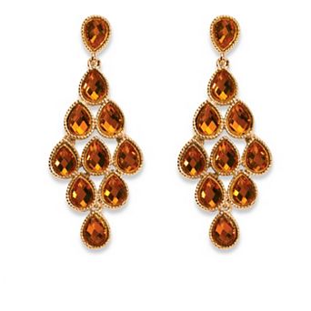 Simulated Birthstone Goldtone Chandelier Earrings