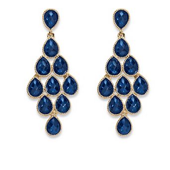 Simulated Birthstone Goldtone Chandelier Earrings