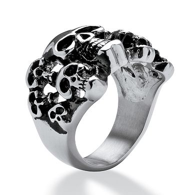 Men's Cluster Skull Ring in Antiqued Stainless Steel
