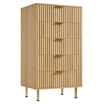 Modern 5 Drawer Dresser48" Tall Wooden Chest with Deep Storage,for Bedroom, Living Room, Kids Room