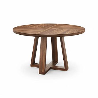 47" Round Dining Table, Wooden Cross Pedestal Base Circle Dinner Table, Seats 4-6 for Dining Room