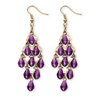 Simulated Birthstone Chandelier Earrings in Goldtone