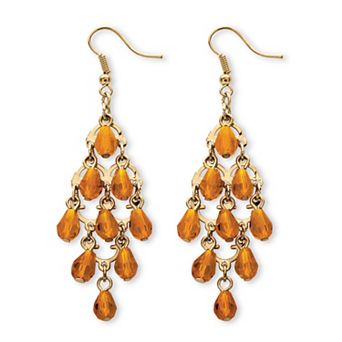 Simulated Birthstone Chandelier Earrings in Goldtone