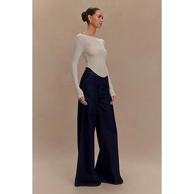 Women's High Waist Loose Wide Leg Jeans with Pockets