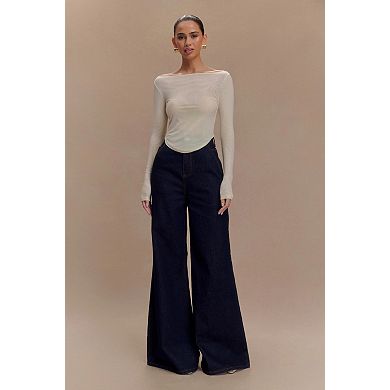 Women's High Waist Loose Wide Leg Jeans with Pockets