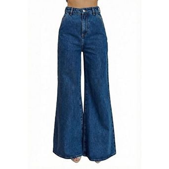 Women's High Waist Loose Wide Leg Jeans with Pockets