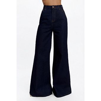Women's High Waist Loose Wide Leg Jeans with Pockets
