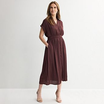 Women's Tracy Evans Short Sleeve Button Down Midi Dress