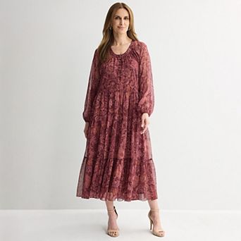 Women's Tracy Evans Raglan Balloon Long Sleeve Tiered Maxi Dress