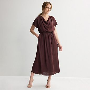 Women's Tracy Evans Satin Cowl Neck Cap Sleeve Maxi Dress