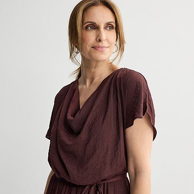 Women's Tracy Evans Satin Cowl Neck Cap Sleeve Maxi Dress
