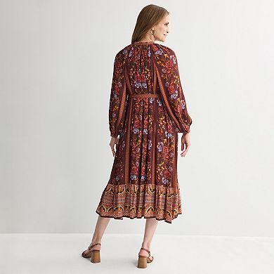 Women's Tracy Evans Tie Neck Midi Dress With Waist Tie